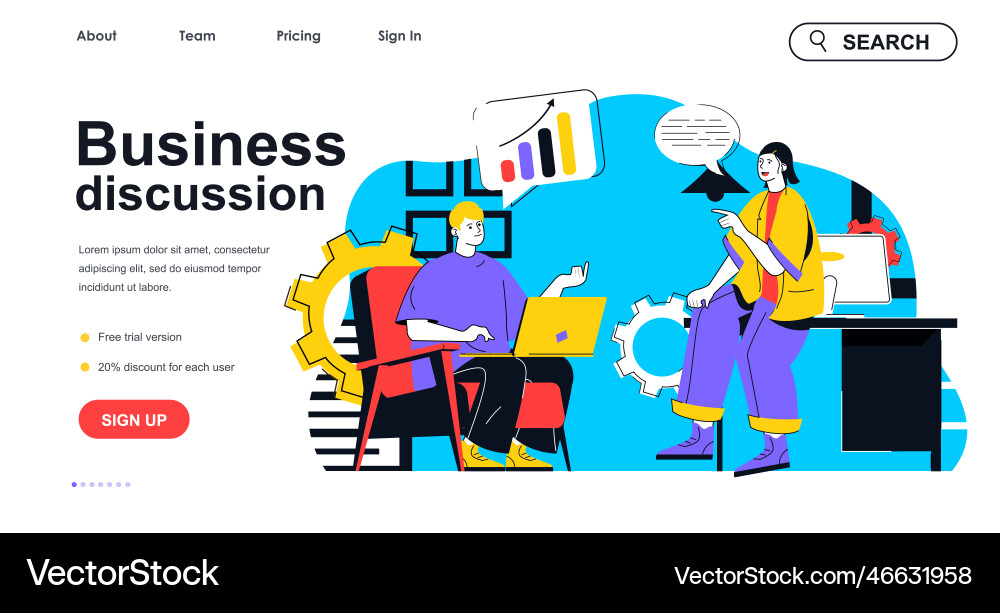 Business discussion concept for landing page vector image