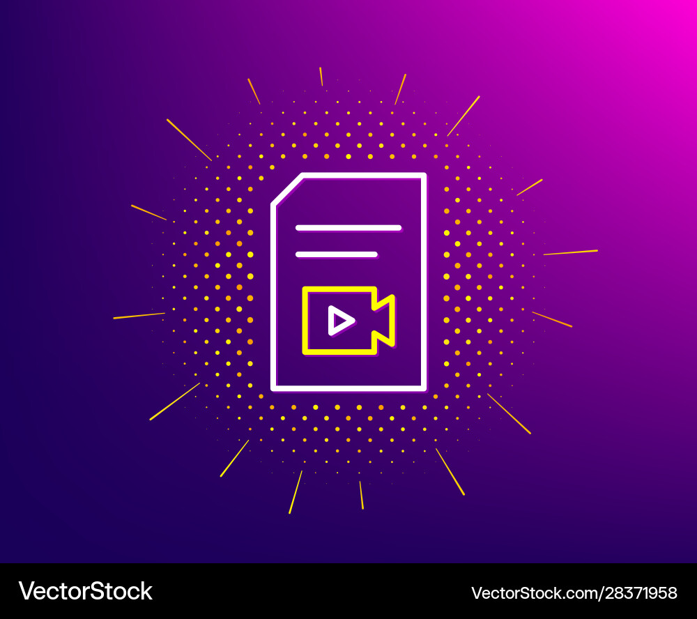 Document with video line icon vlog file sign Document with video line icon vlog file sign vector image