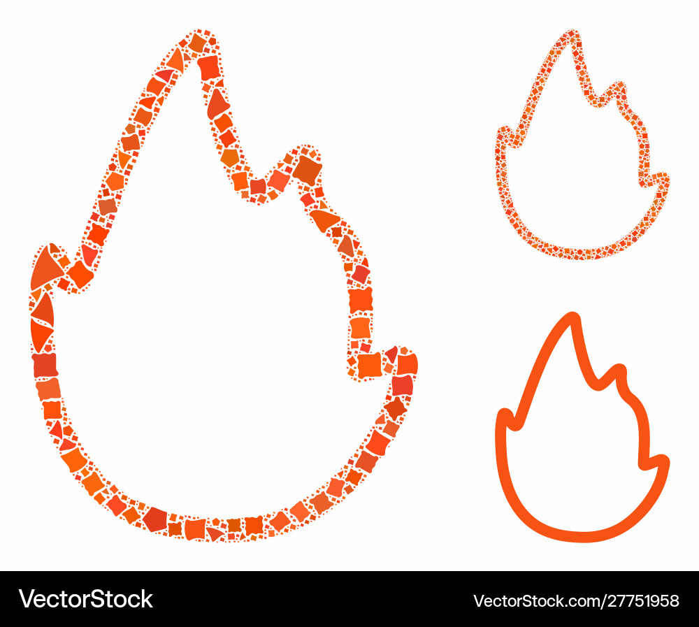 Fire contour mosaic icon bumpy elements Fire contour mosaic icon bumpy elements vector image