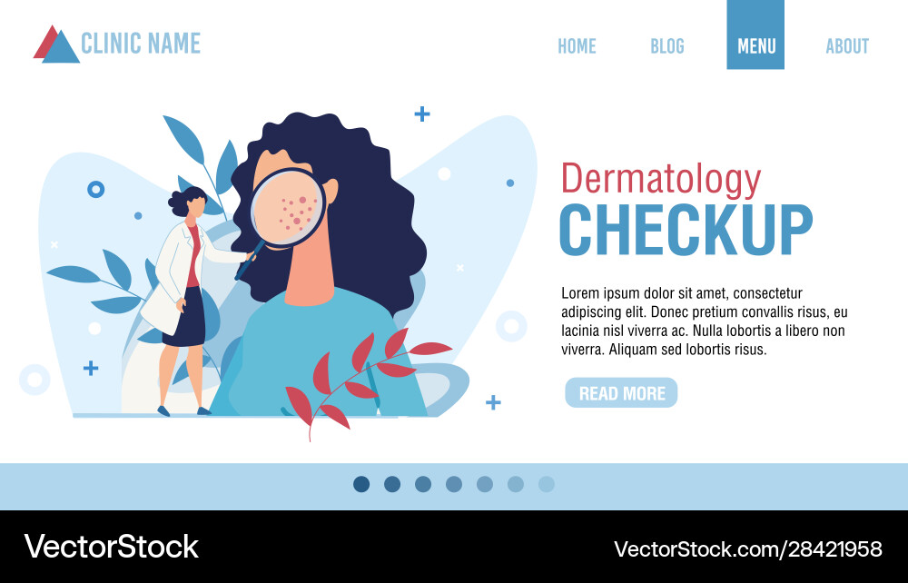 Flat landing page advertising dermatology checkup Flat landing page advertising dermatology checkup vector image