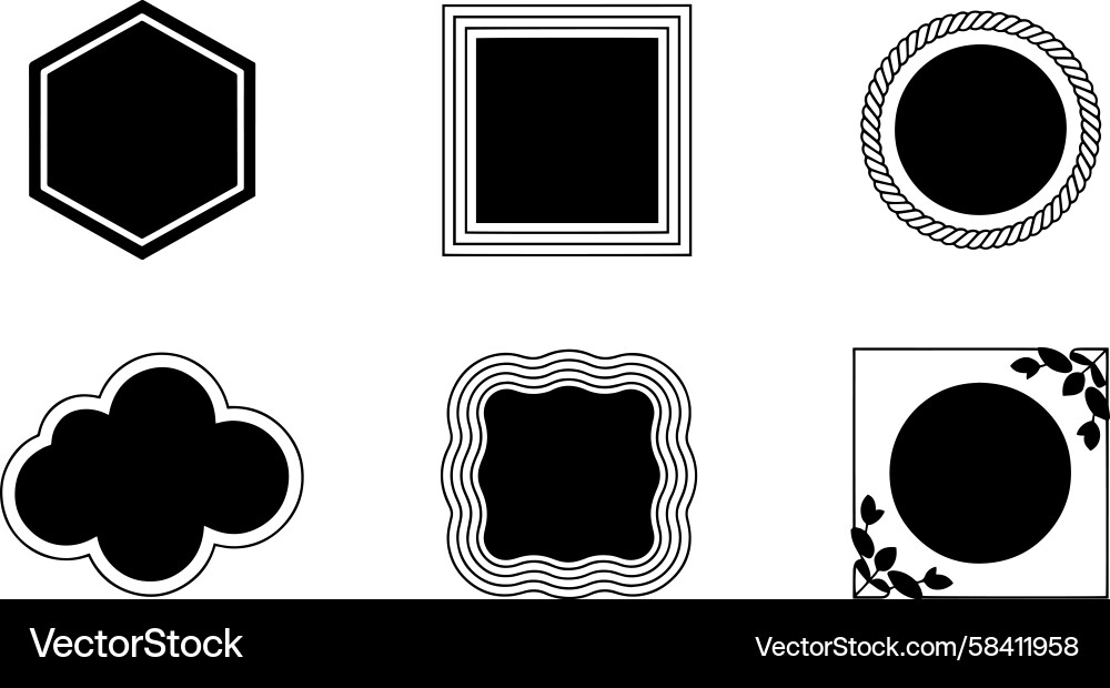 Geometric Shapes Border Set Vector Image