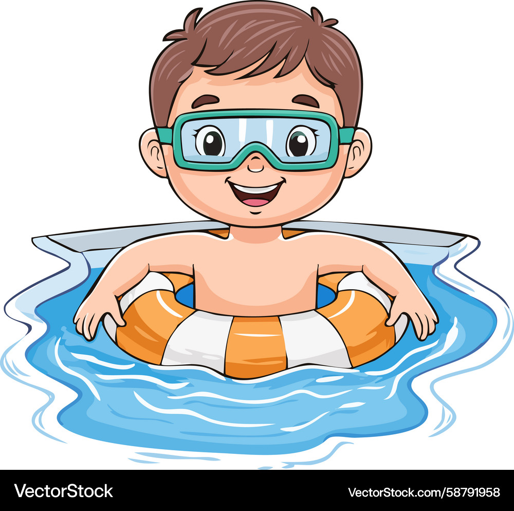 Little boy floating in a pool float Vector Image