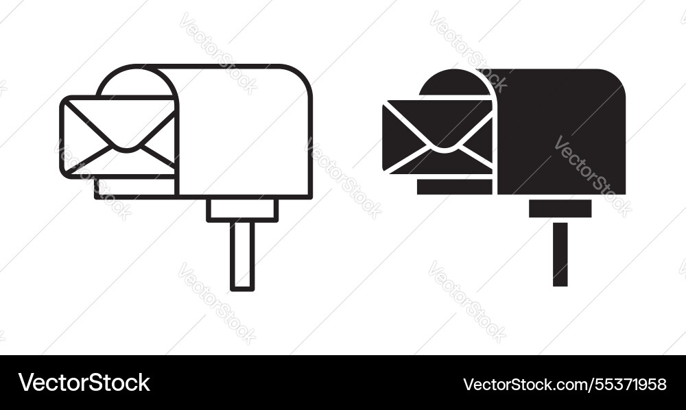 Mailbox icon set in thin line for web Vector Image