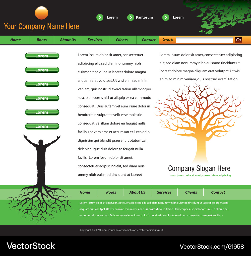 Man with Tree Roots Website Template vector image