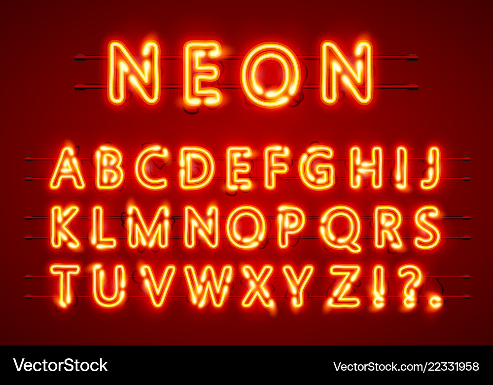 Neon Alphabet Lamp Sign Vector Image