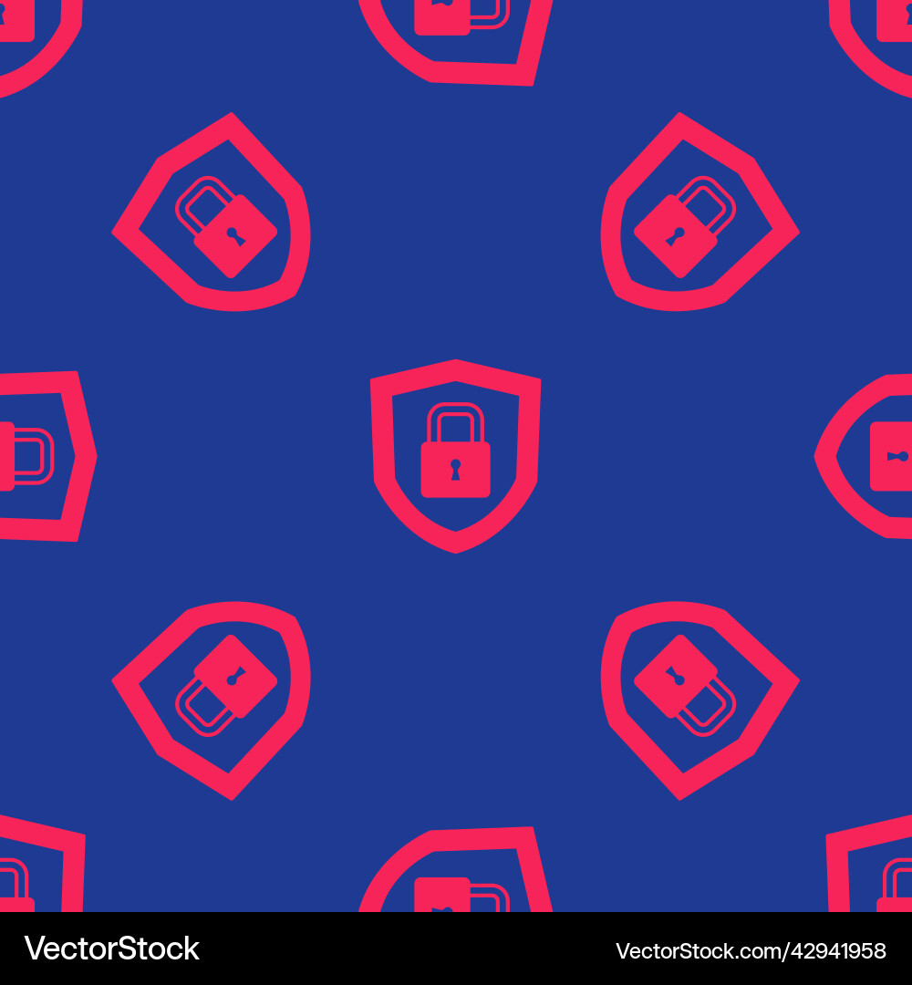 Red shield security with lock icon isolated Red shield security with lock icon isolated vector image