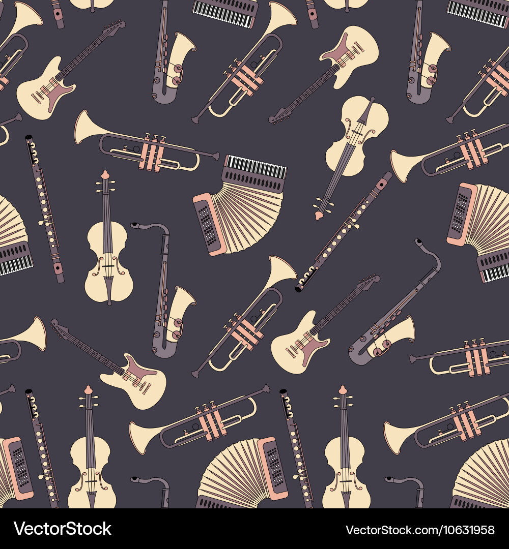 Seamless pattern with different music instruments Vector Image
