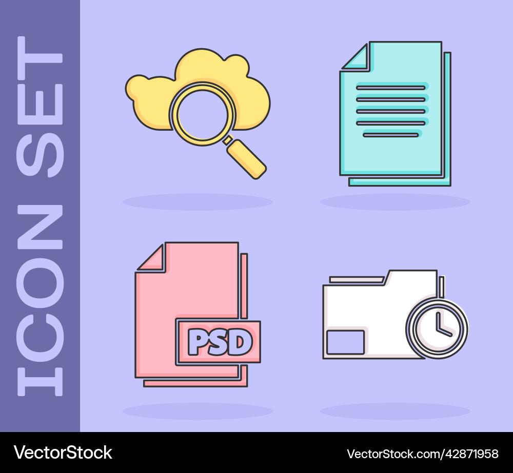 Set document folder with clock search cloud Set document folder with clock search cloud vector image