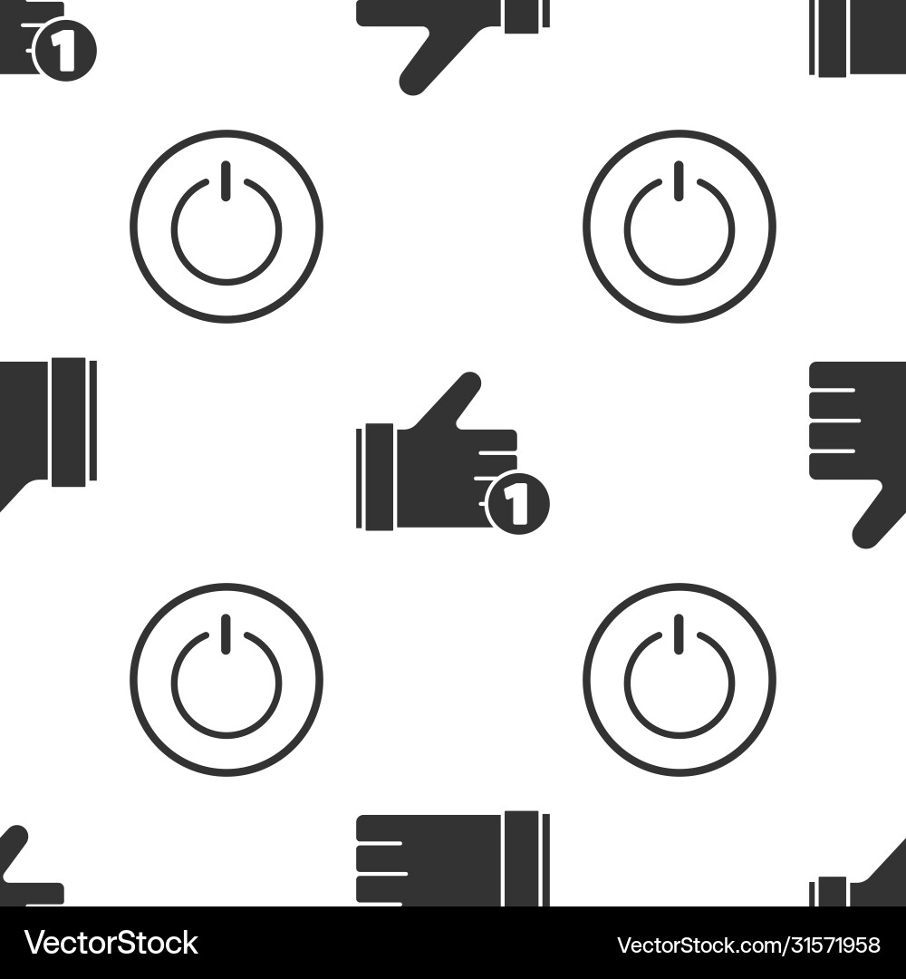 Set hand like and power button Set hand like and power button Vector Image