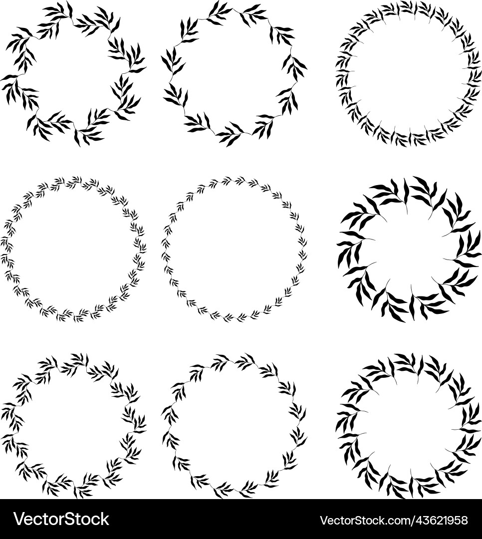 Set of circle botanical frames Set of circle botanical frames vector image