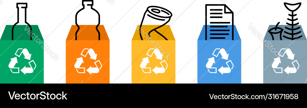 Waste sorting icons set vector image