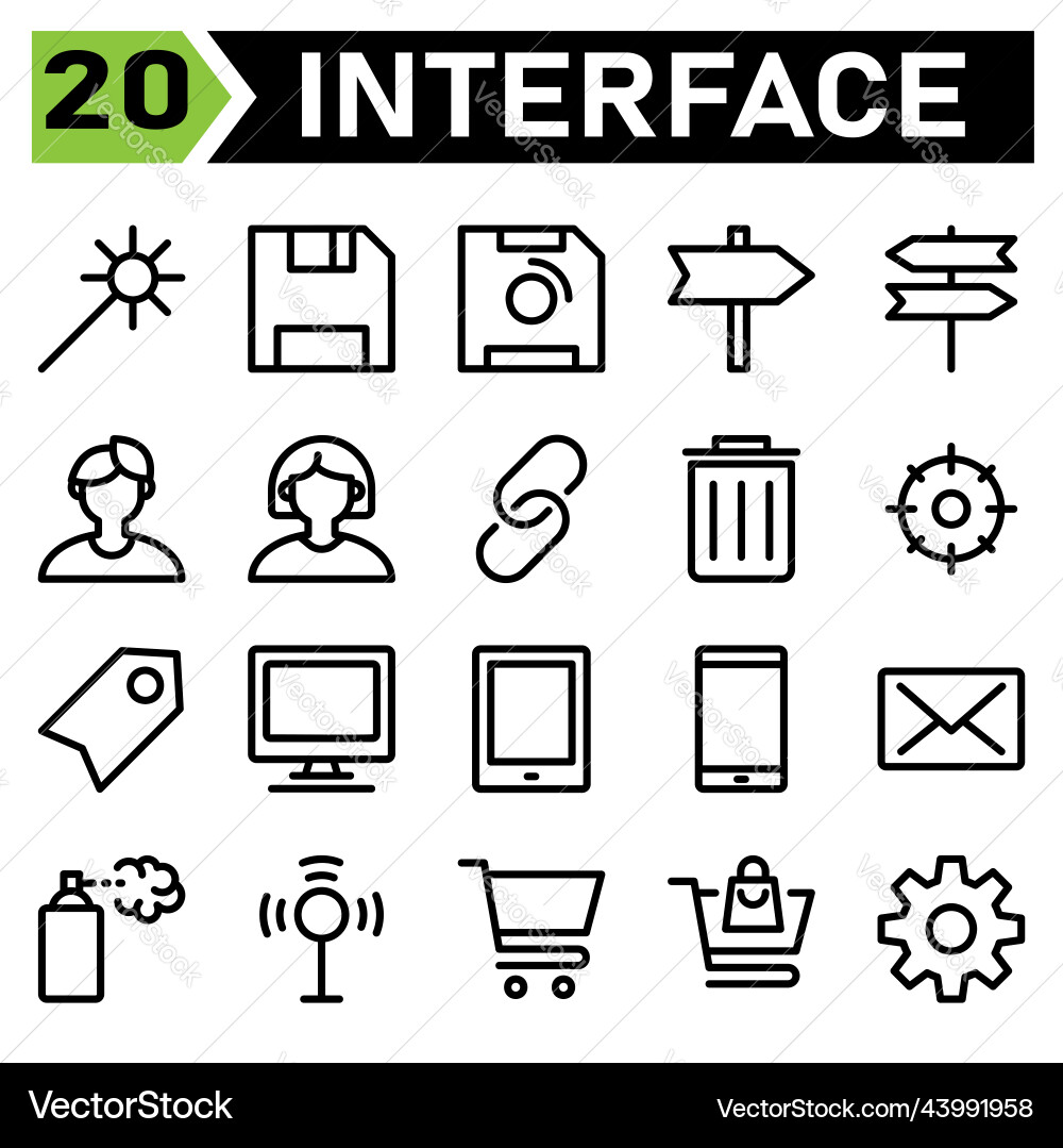 Web interface icon set include wand app magic Web interface icon set include wand app magic vector image