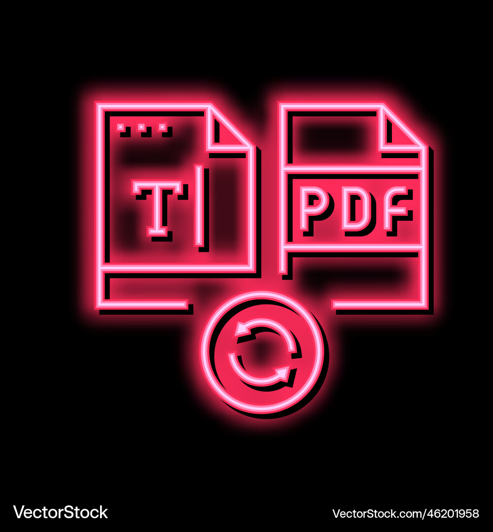 Write text in pdf file neon glow icon vector image