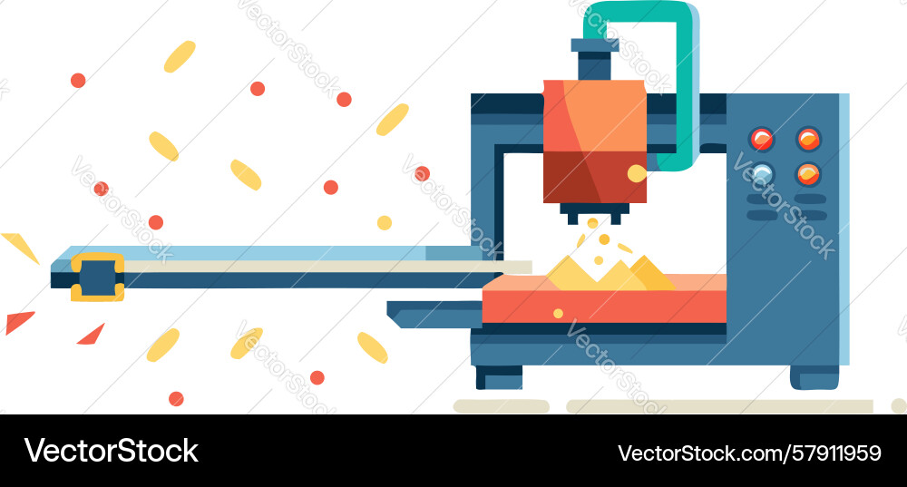 Automated cnc machine with workpiece Vector Image