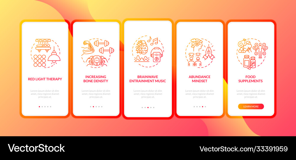 Biohacking techniques onboarding mobile app page Vector Image