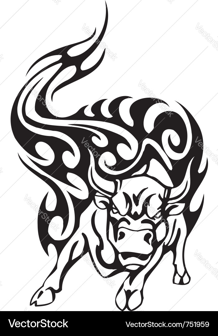 Bull in tribal style - image vector image