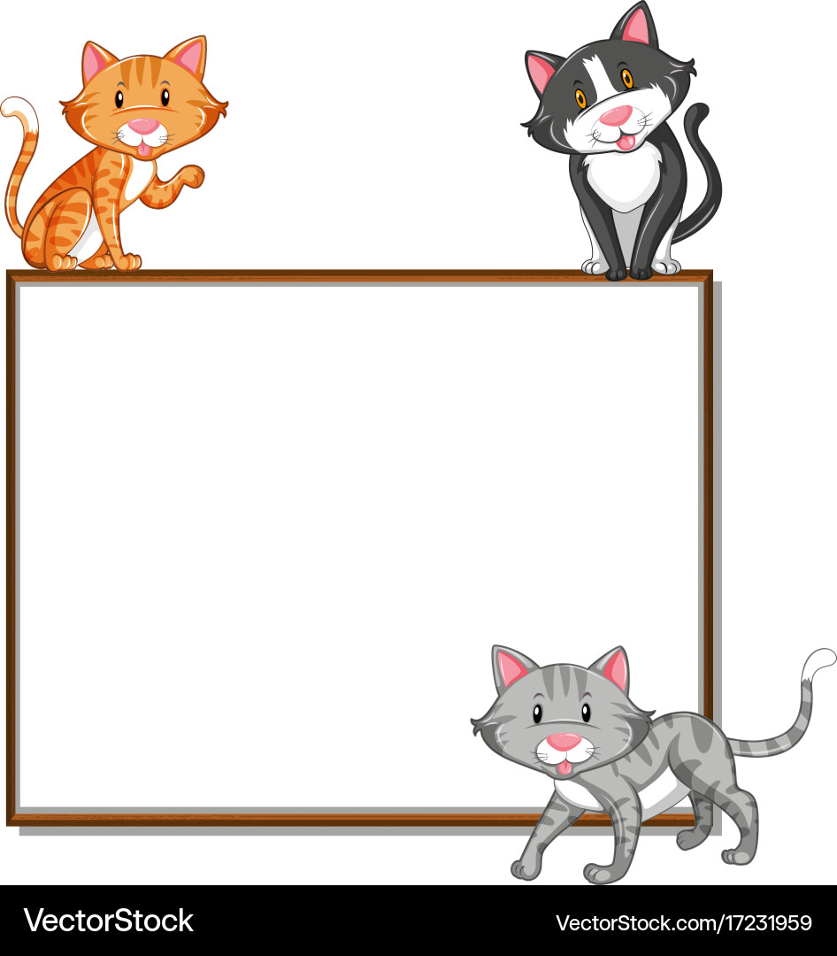 Cat Border Template with Three Felines Vector Image