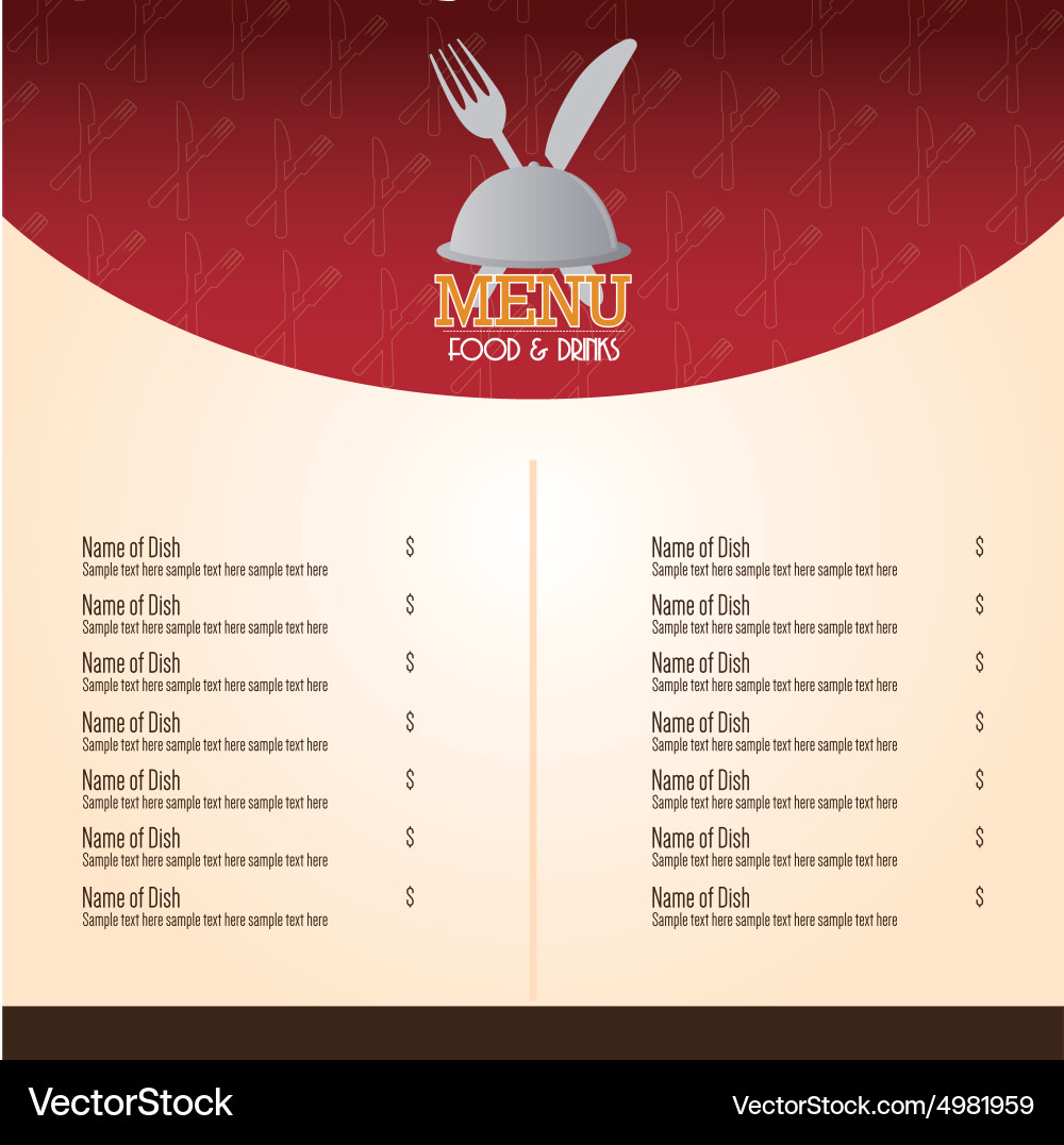Colored menu design with text and icons vector image