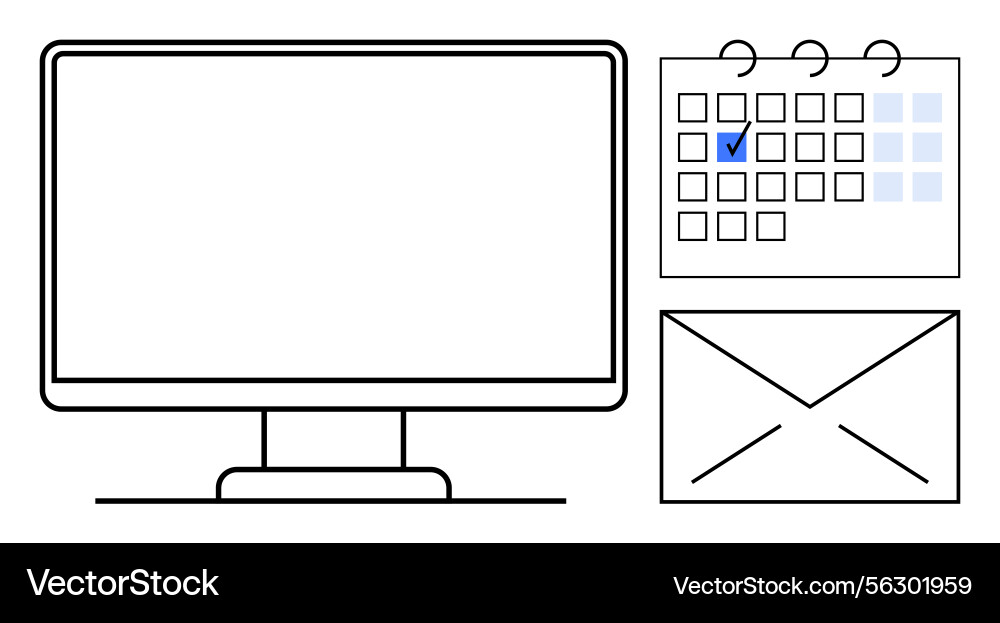 Computer screen calendar with a marked date vector image