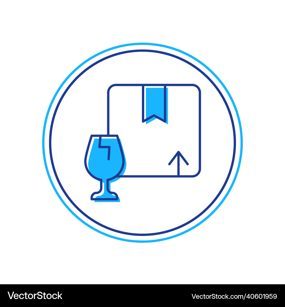 Filled outline delivery package box with fragile Filled outline delivery package box with fragile Vector Image