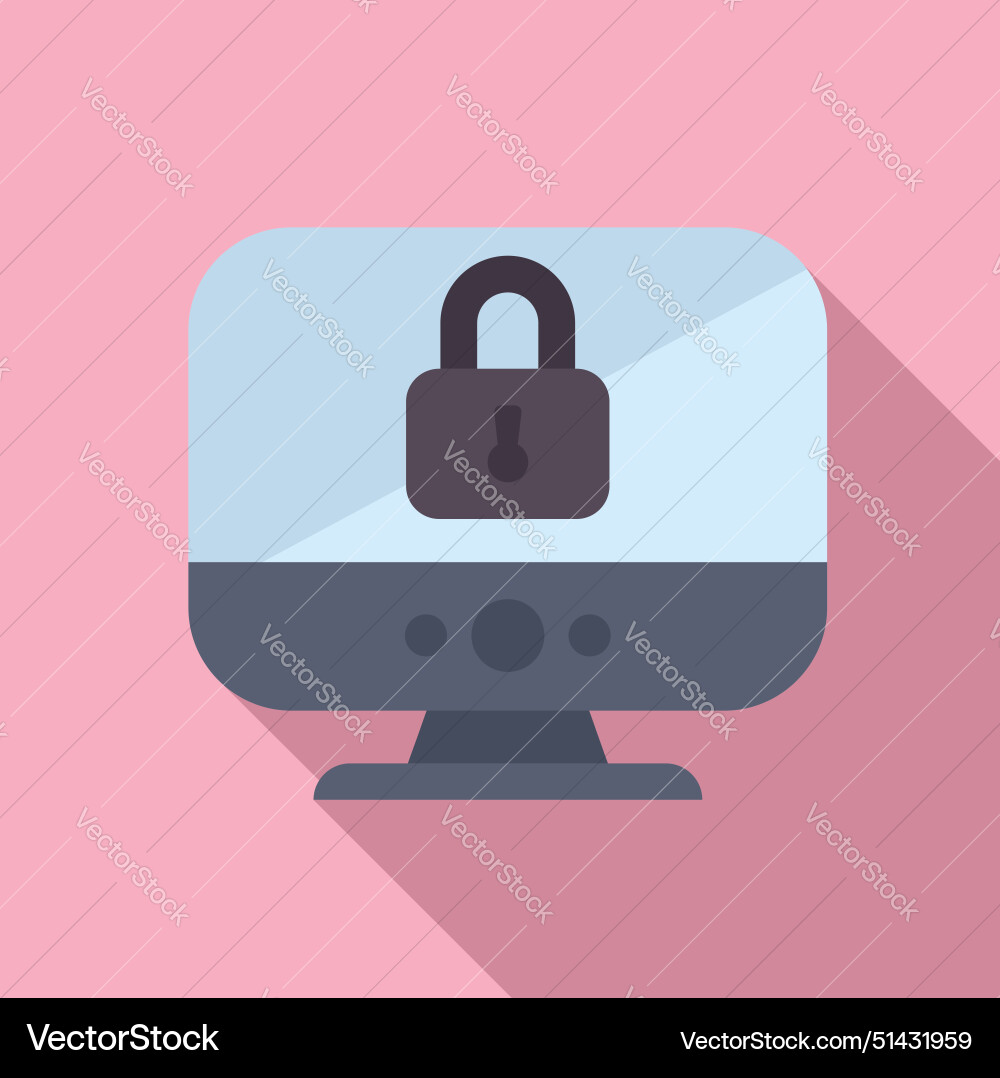 Flat design icon of computer security Flat design icon of computer security vector image