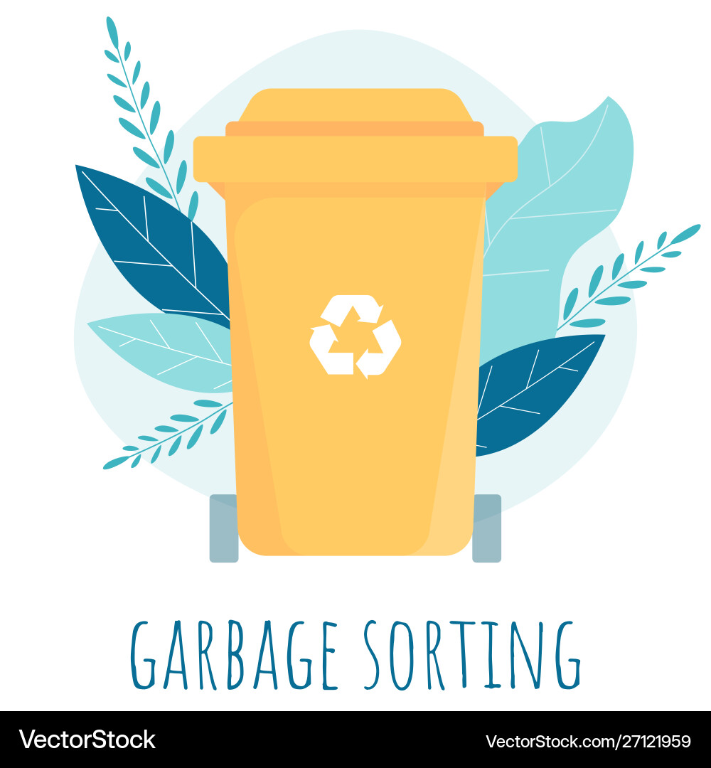 Garbage sorting concept flat Garbage sorting concept flat Vector Image