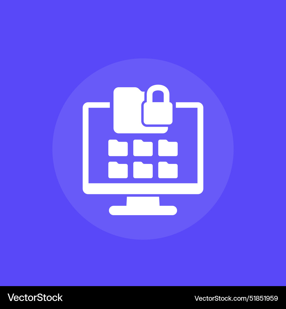 Locked folder icon with a computer vector image
