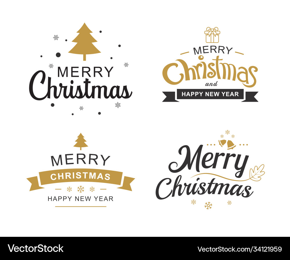 Merry christmas and happy new year typography Merry christmas and happy new year typography vector image