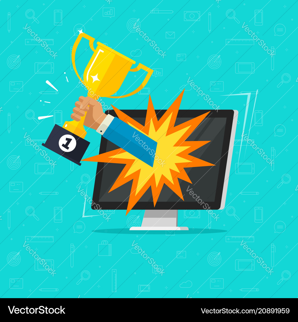 Online award goal achievement flat cartoon Online award goal achievement flat cartoon vector image