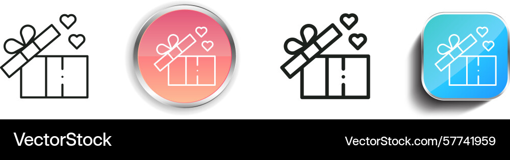 Present icon thin linear regular and button style Present icon thin linear regular and button style vector image