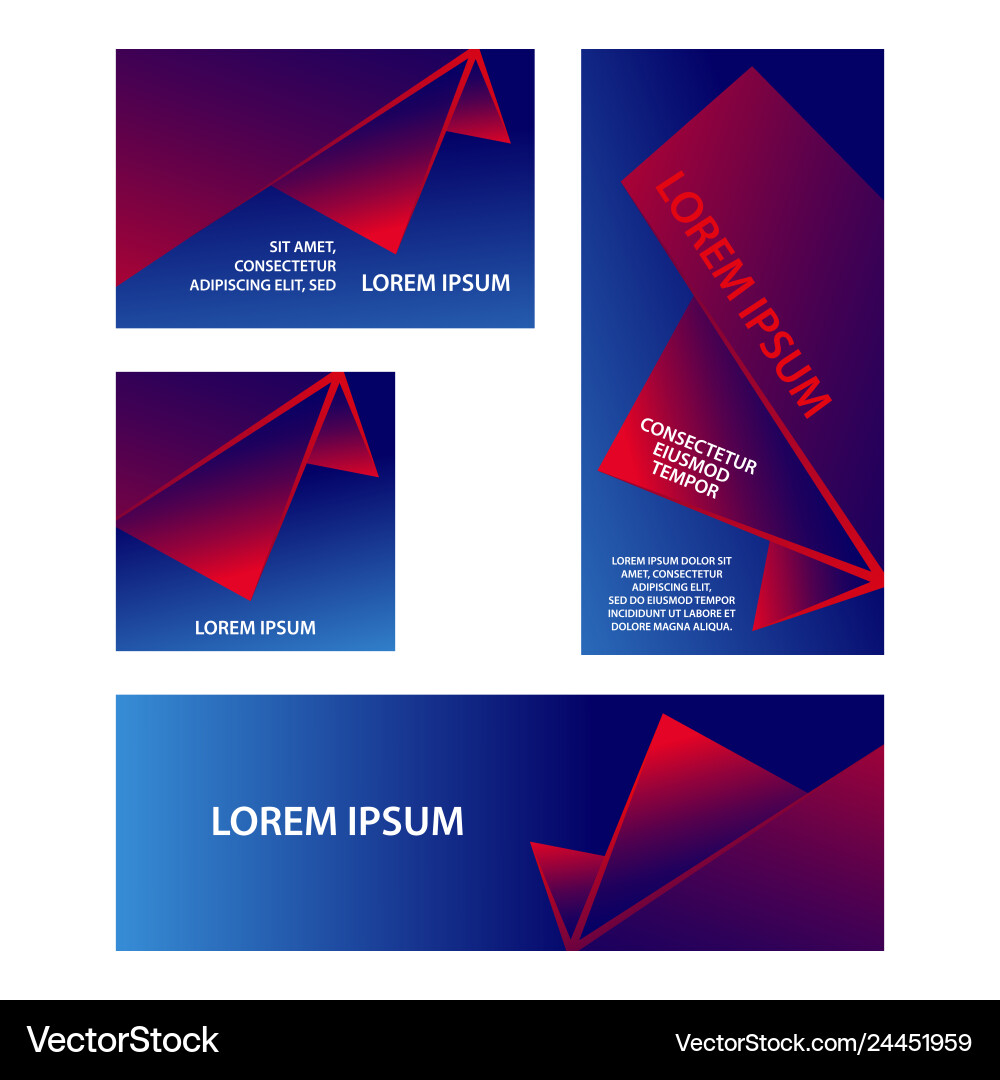Rote und blaue abstrakte geometrische Banner Set Rote und blaue abstrakte geometrische Banner Set vektorbild