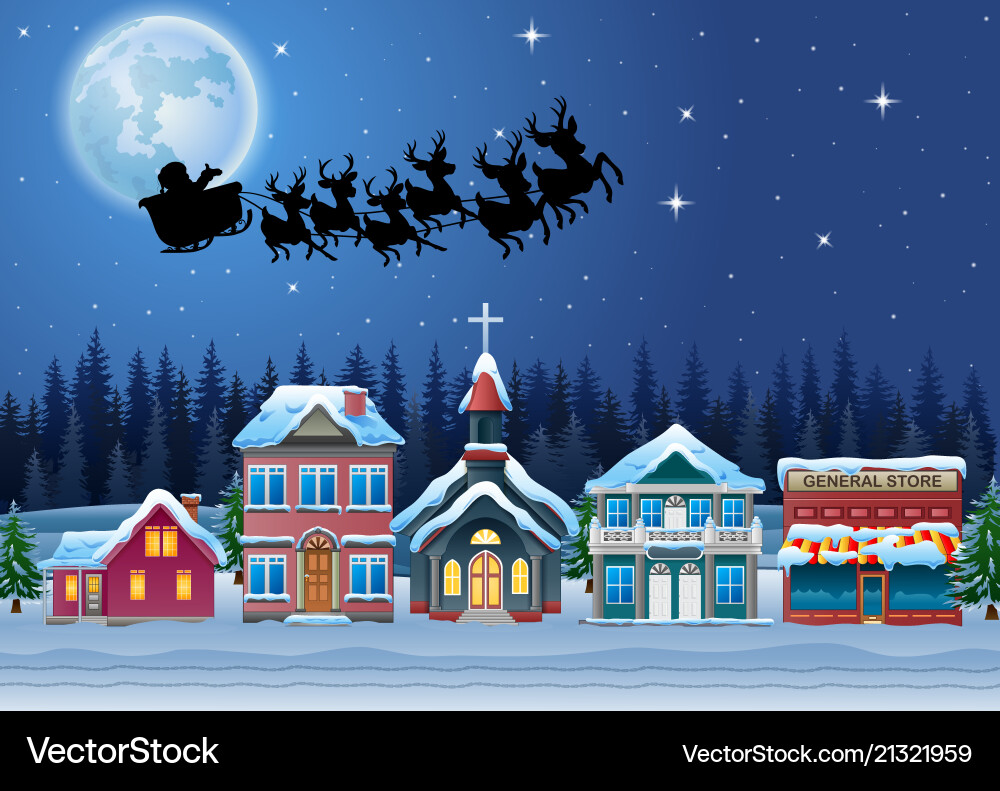 Santa Claus Sleigh Ride Vector Image
