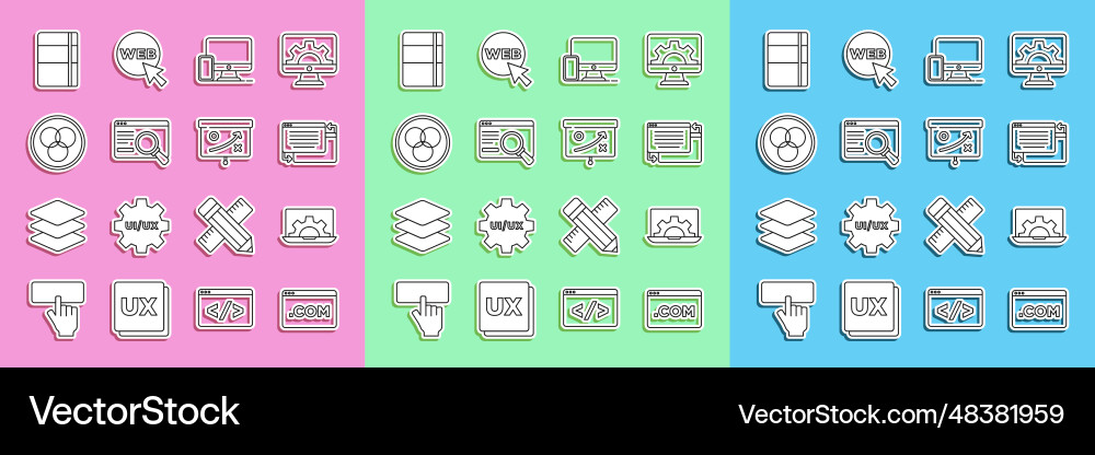 Set Line ui oder ux design web development Monitor Set Line ui oder ux design web development Monitor vektorbild
