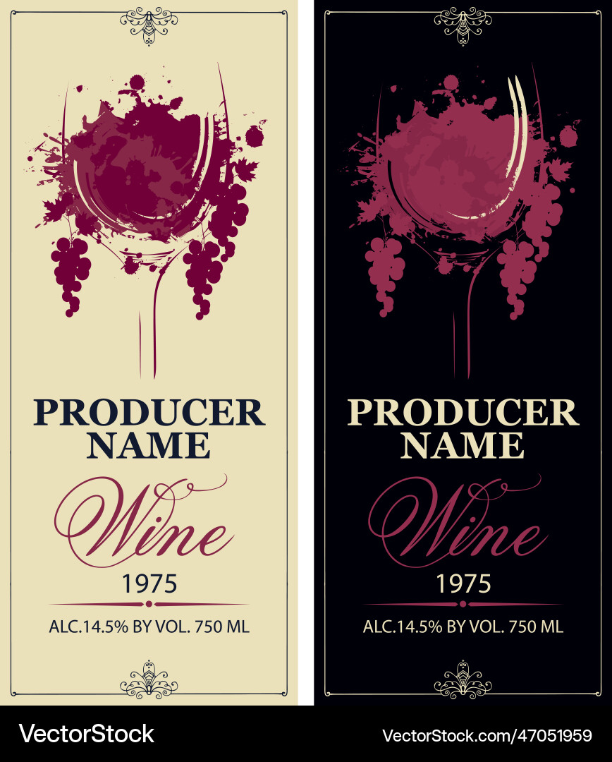 Set of wine labels with a glass Vector Image