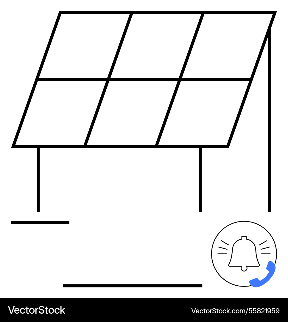 Solar panel array with notification bell Solar panel array with notification bell vector image