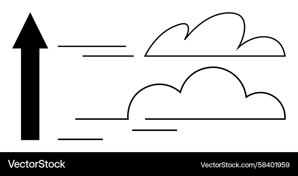 Upward Arrow with Dynamic Clouds Vector Image