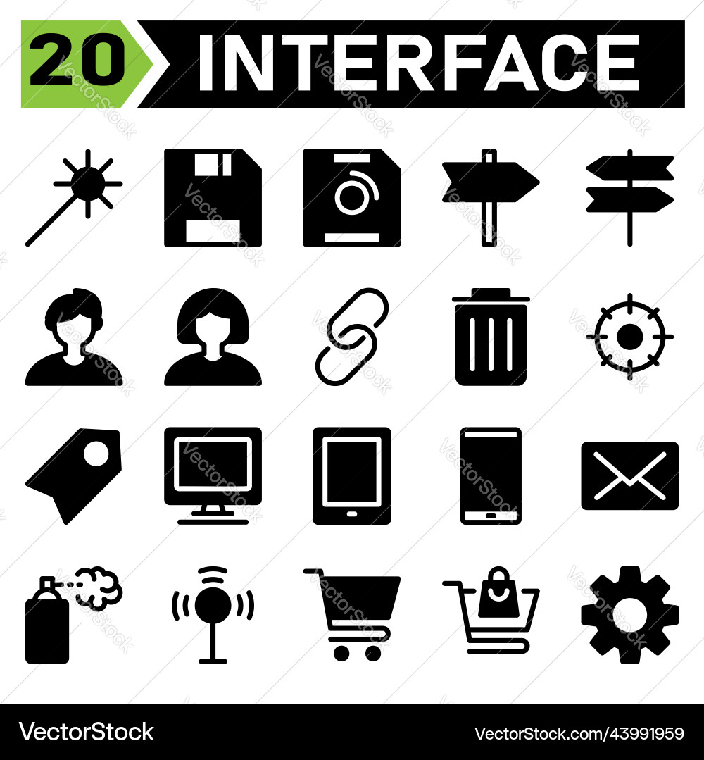 Web interface icon set include wand app magic Web interface icon set include wand app magic vector image