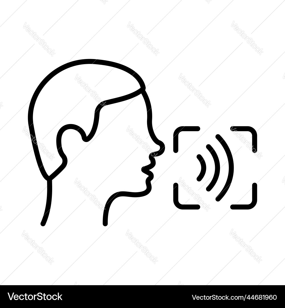 Access identification by voice line icon command Access identification by voice line icon command vector image