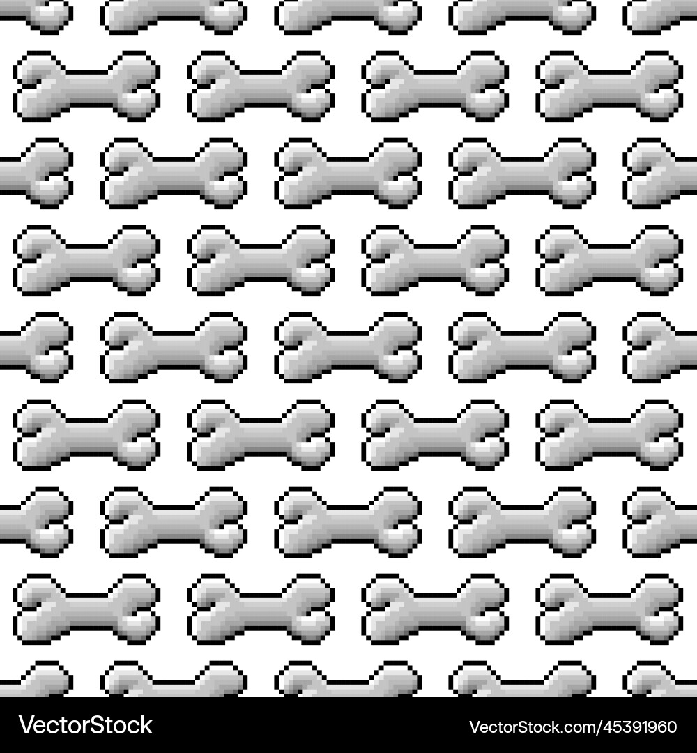 Bone pixel seamless pattern vector image