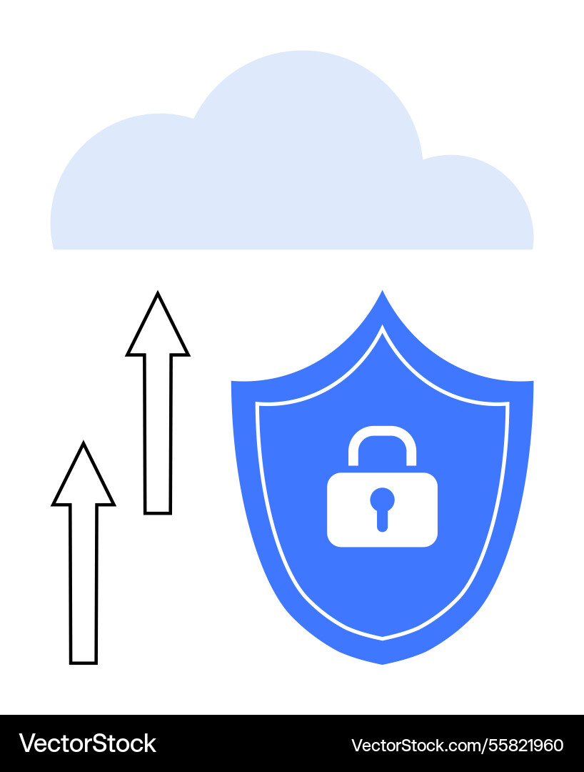 Cloud data security with shield lock icon Cloud data security with shield lock icon vector image