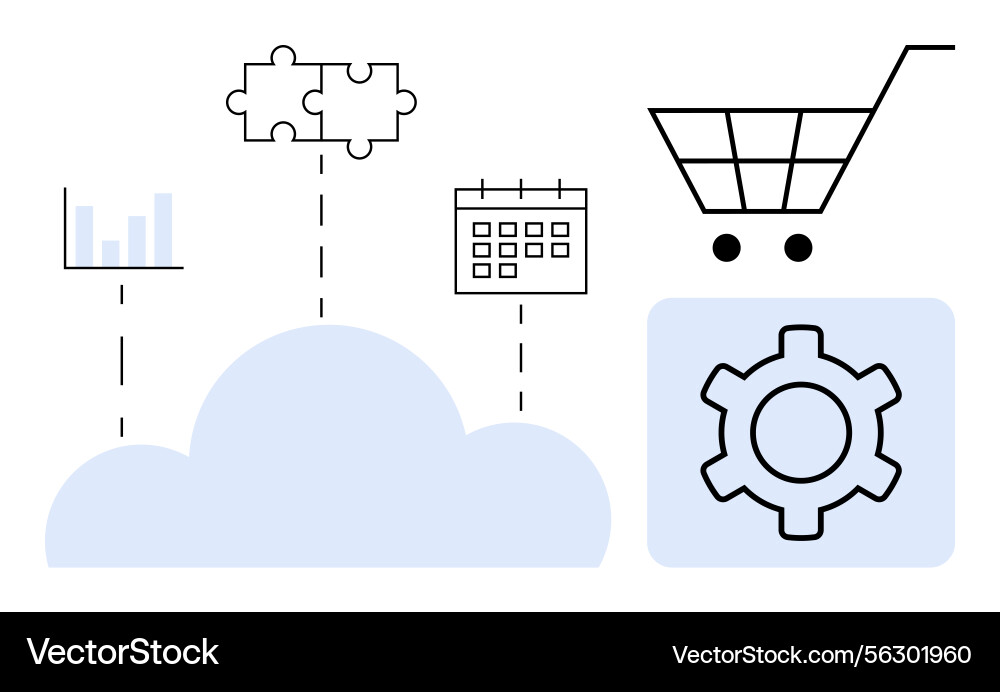 Cloud integration with data analytics e-commerce Vector Image