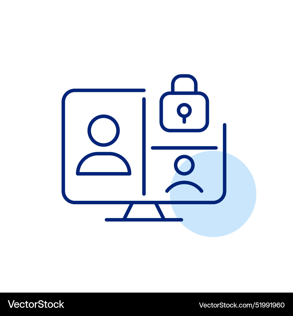Computer monitor group call and lock protected Computer monitor group call and lock protected Vector Image