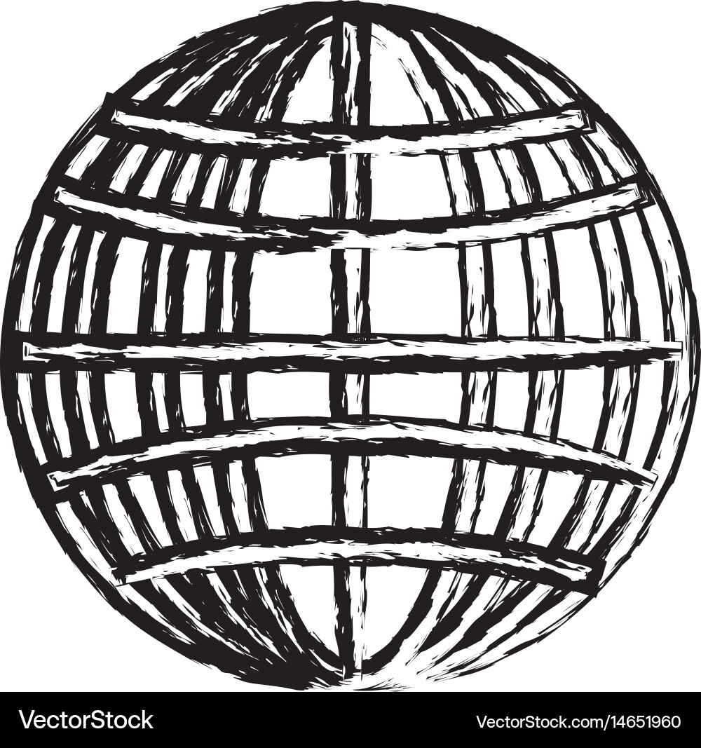 Globe connection technology system sketch vector image
