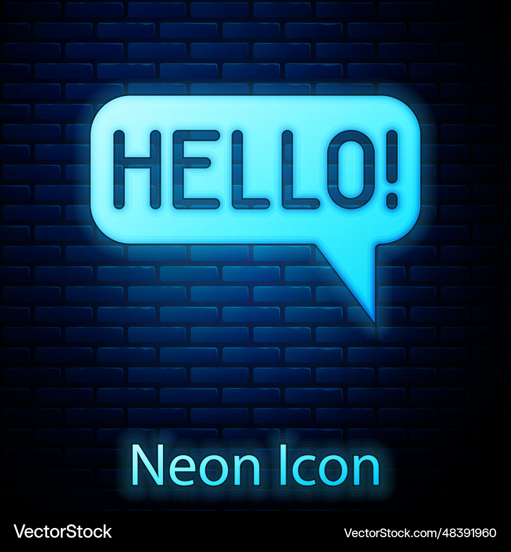 Glowing neon hello in different languages icon Glowing neon hello in different languages icon vector image