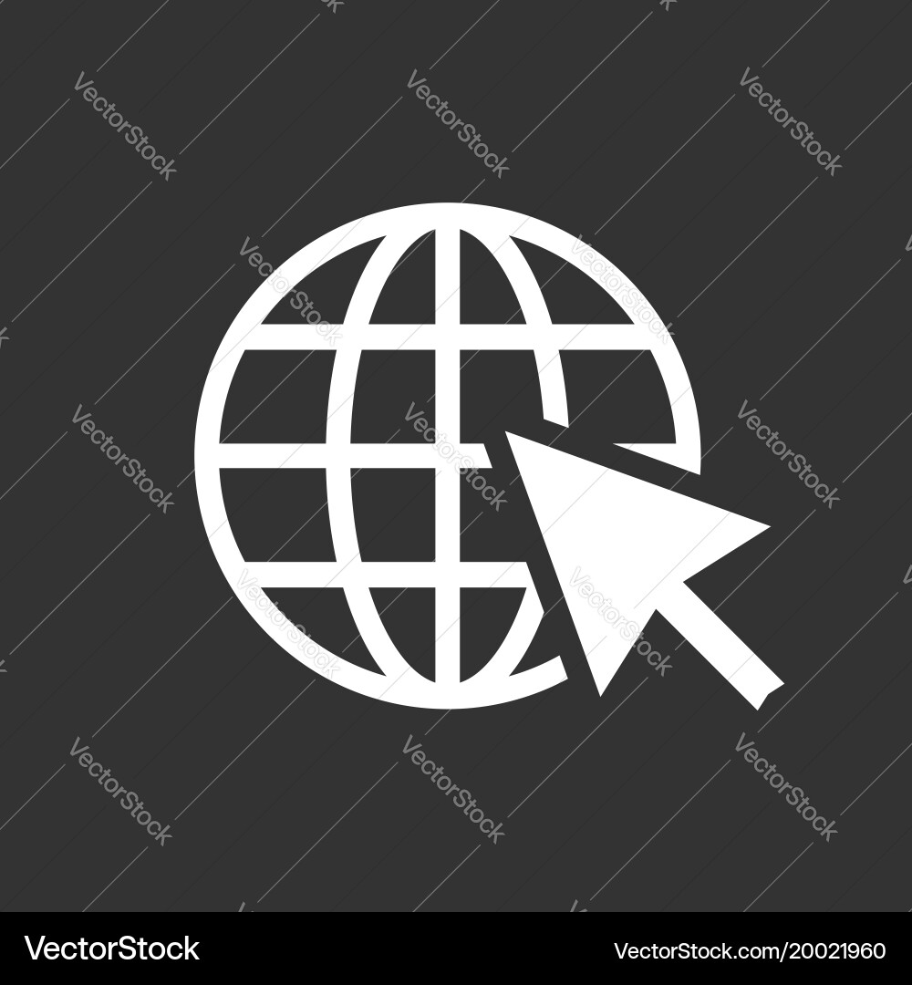 Go to web icon internet flat for website on black vector image