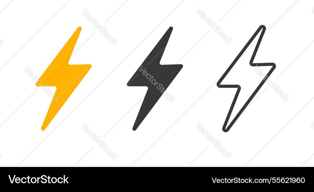 Lightning thunder bolt icon simple flat line vector image
