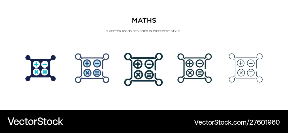 Maths icon in different style two colored vector image
