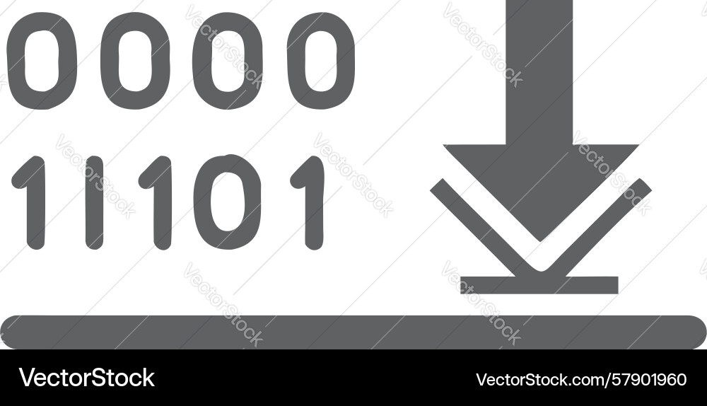 Numeric binary download icon for software install vector image