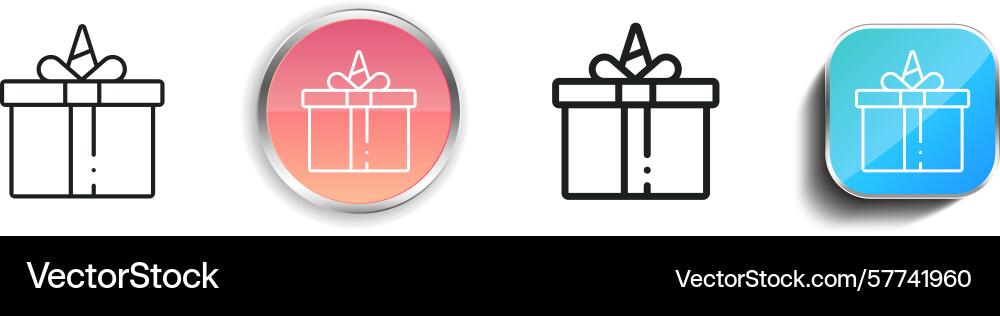 Present icon thin linear regular and button style Present icon thin linear regular and button style vector image