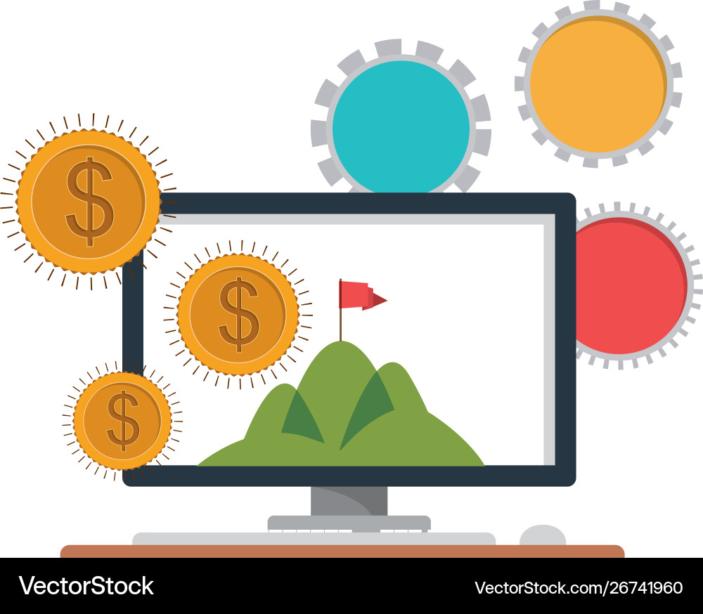 Set icons with computer screen in white Set icons with computer screen in white vector image